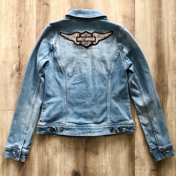 Harley-Davidson, Womens, Winged‎ Logo, Denim Jean Jacket, XS, Good Condition - Picture 7 of 15